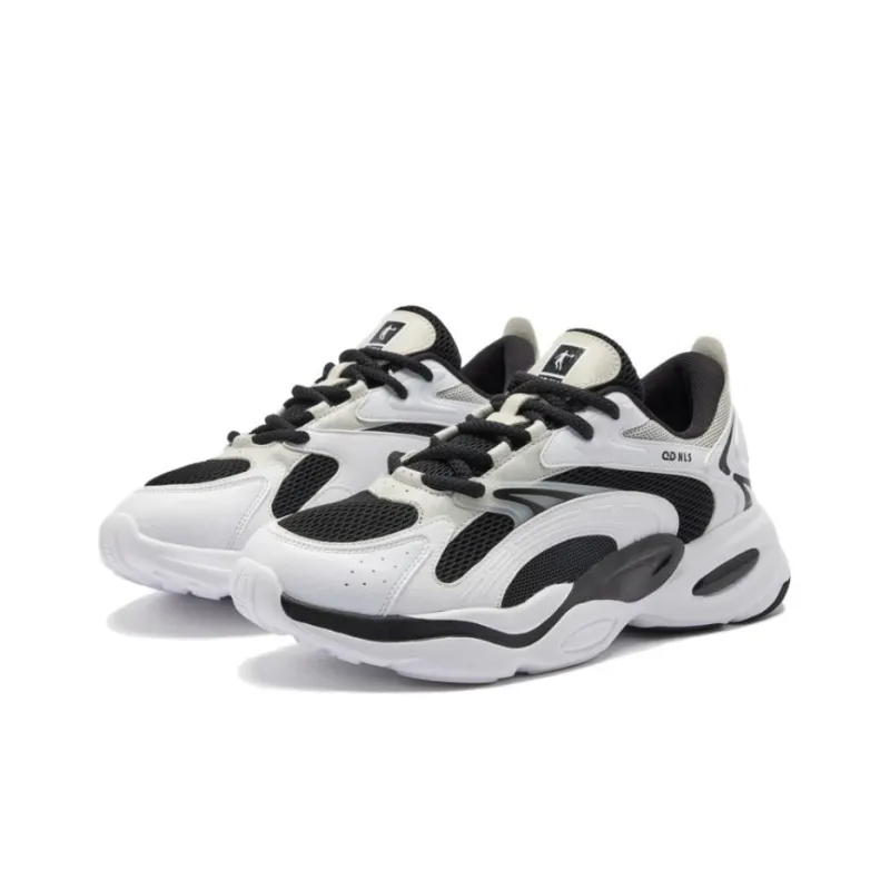 QIAODAN Cushioned Slip Resistant Low Top Chunky Sneakers Men's Black White-3
