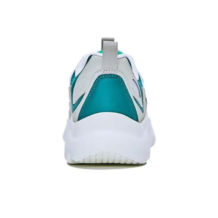 QIAODAN Cushioning Wear Resistant Low Top Running Shoes Men's White Gray Green-3