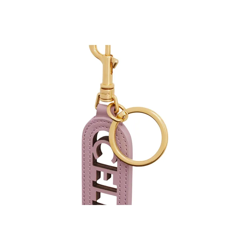 CELINE Smooth Calf Leather Key Ring Pendant Bag Accessory Women's Petal Pink-3