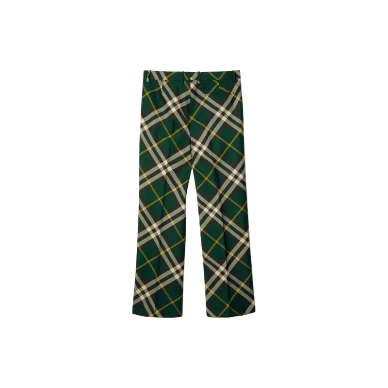 Burberry Wide Leg Equestrian Knight Motif Checked Trousers-1
