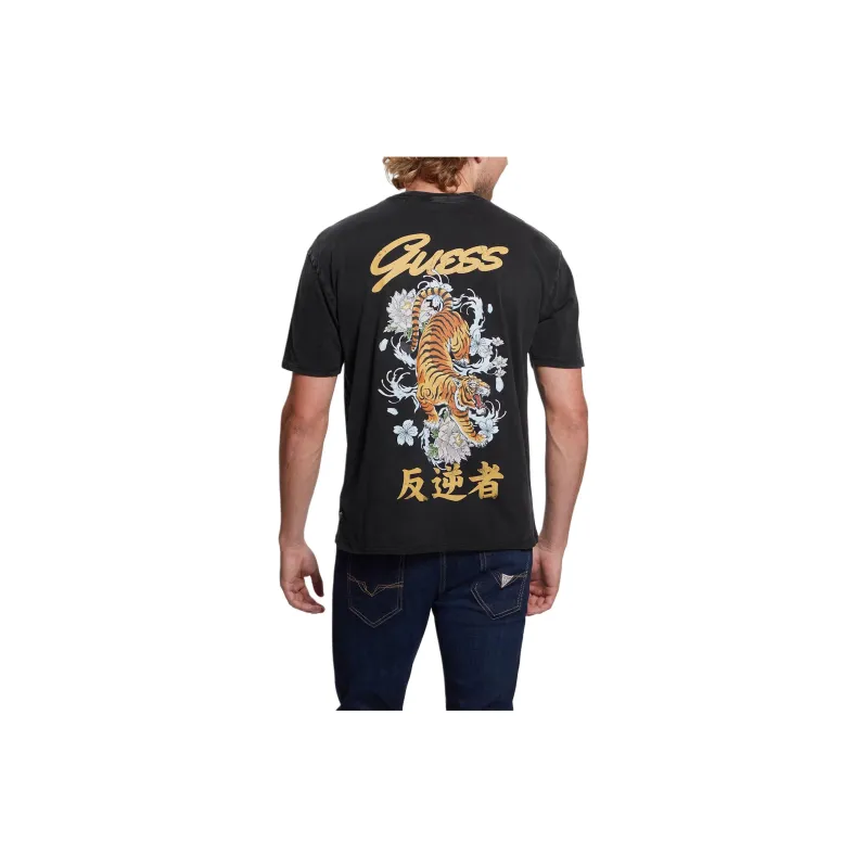 GUESS Tiger Wave Tee T-Shirt Men's Black-1