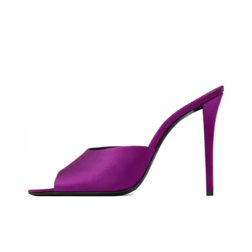 SAINT LAURENT Goldie Slide Slippers 11cm Women's Purple Black