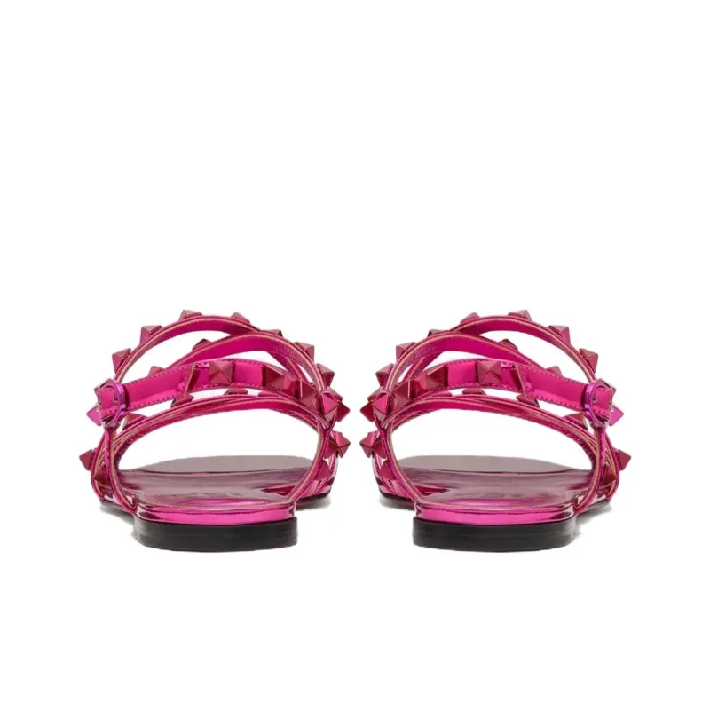 Valentino Garavani Rockstud Mirrored Leather Sandals-4