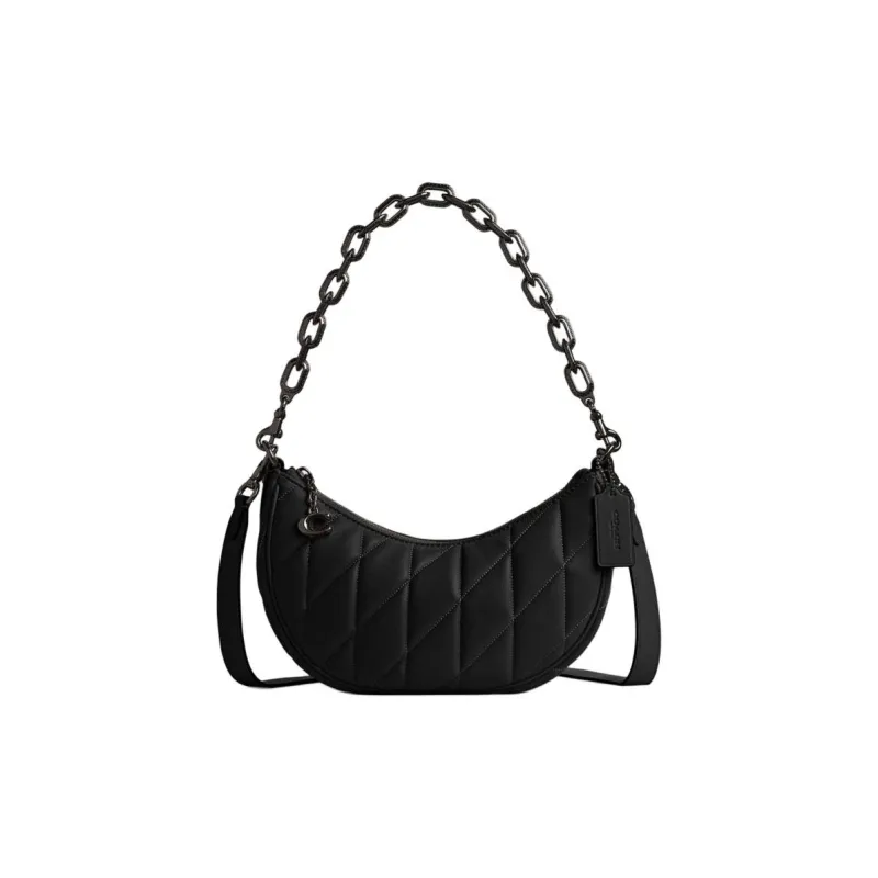 COACH Mira Leather Shoulder Bag, Crossbody Bag, Handbag Medium Size Women's Black-0