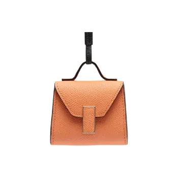 Valextra Millepunte Calfskin Earphone Case Women's Orange & Black