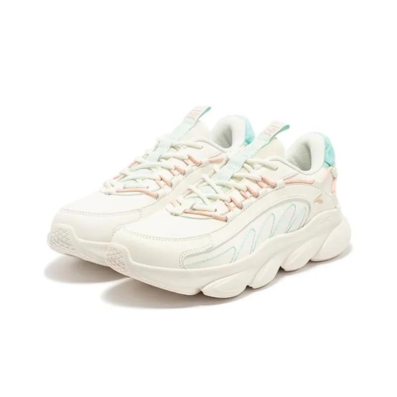 361° Spirit Fox Cushioning Wear Resistant Low Top Running Shoes Women's White Cyan-2