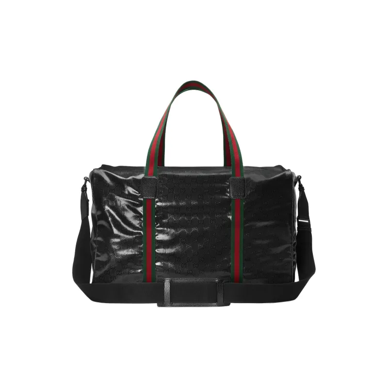 GUCCI Crystal Canvas With Leather Trim Canvas Bag, Handbag, Shoulder Bag, Crossbody Bag, Travel Bag Tubas Men's Black-2