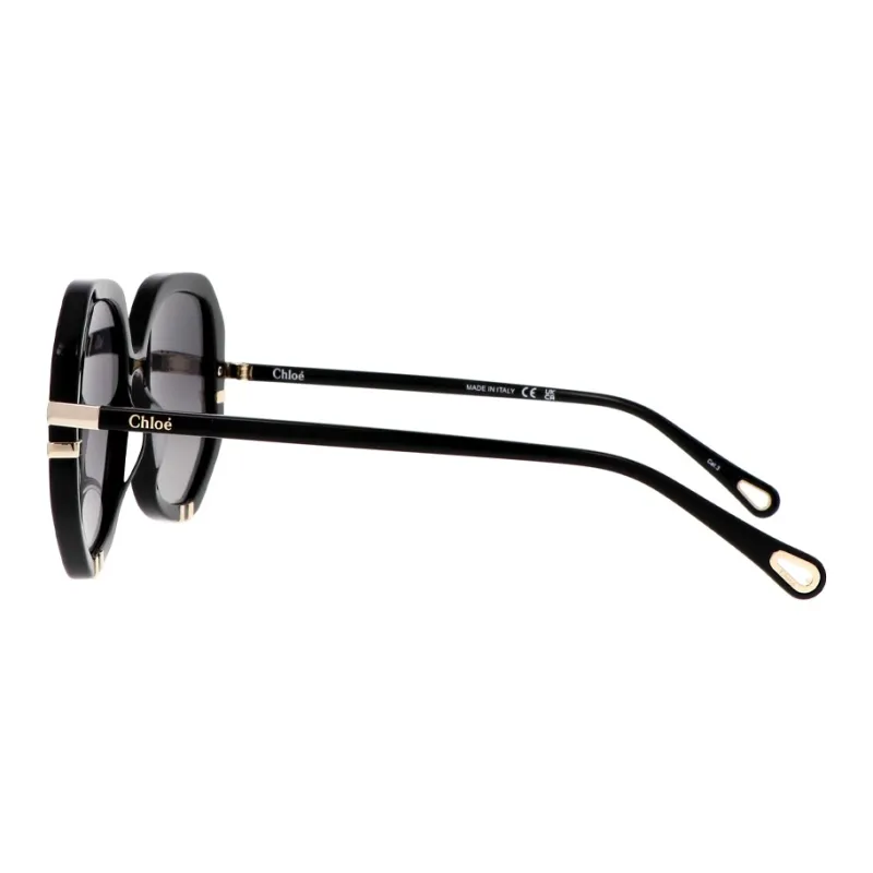 Chloe Acetate Irregular Shape Sunglasses Women's Black-2