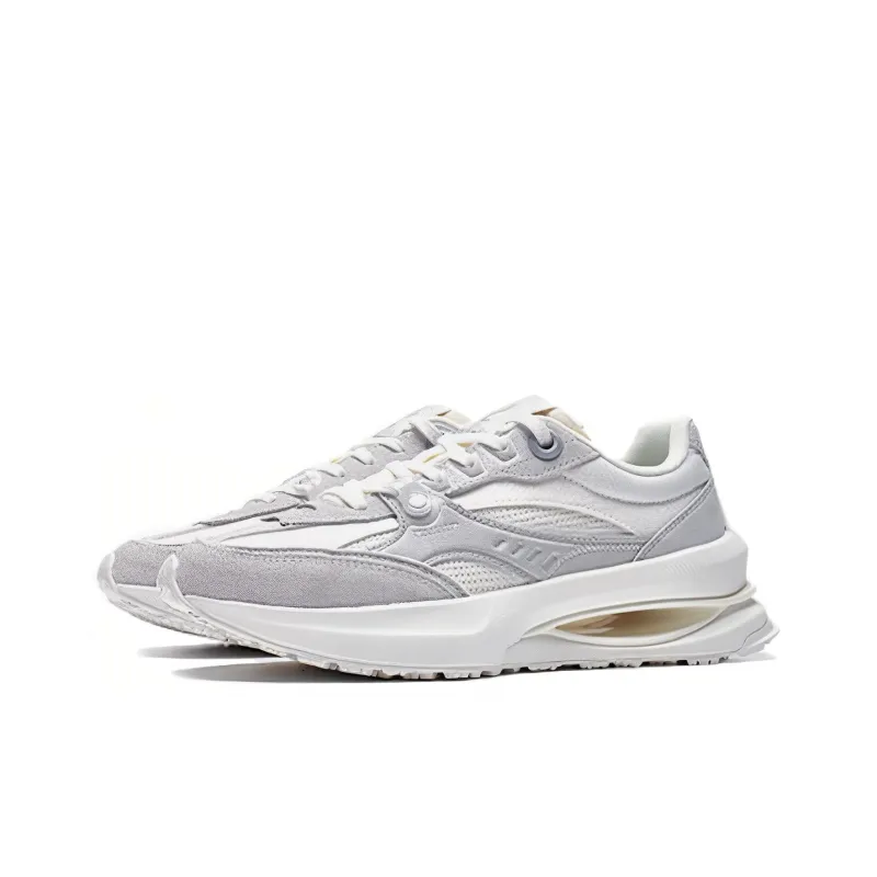 LiNing 92 Shadow Anti Slip Wear Resistant Low Top Casual Shoes Women's Gray White-2