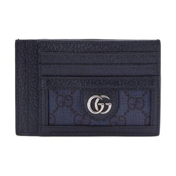 GUCCI Ophidia Canvas With Leather Card Holder Men's Blue & Dark Blue-7