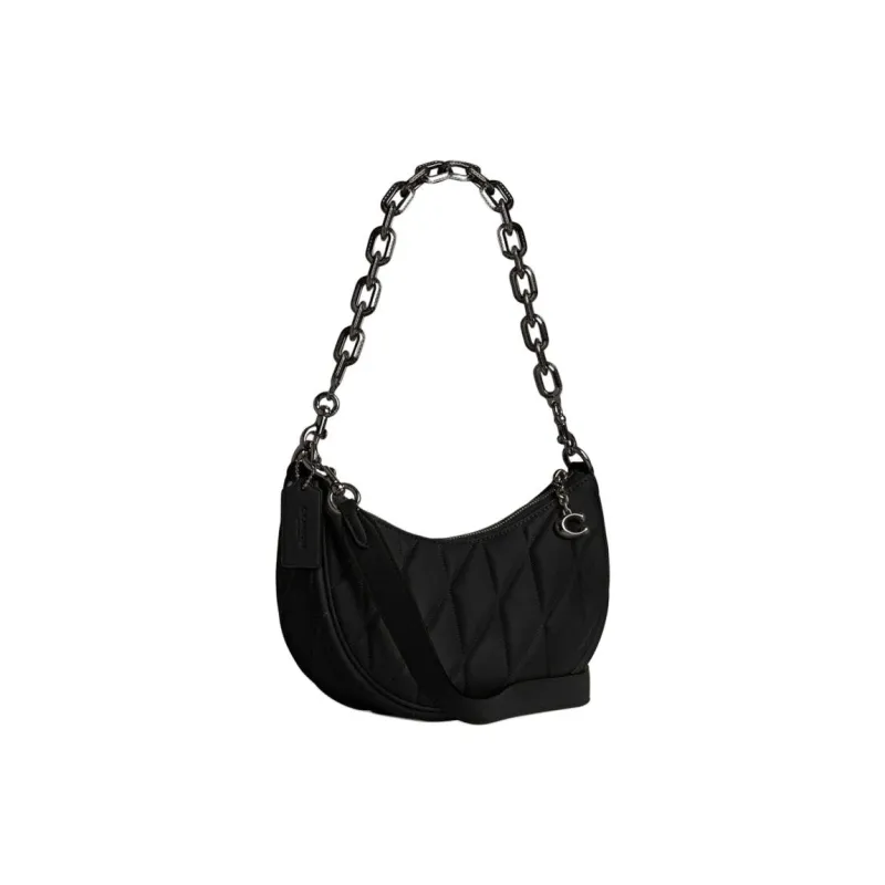 COACH Mira Leather Shoulder Bag, Crossbody Bag, Handbag Medium Size Women's Black-1