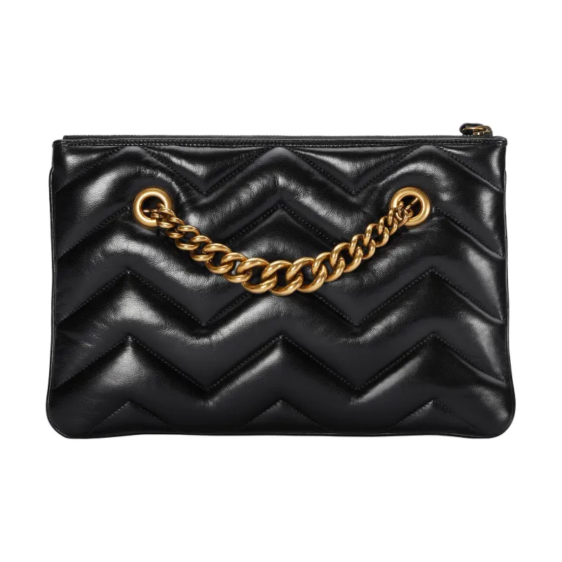 GUCCI GG Marmont Herringbone Leather Clutch Women's Black-3