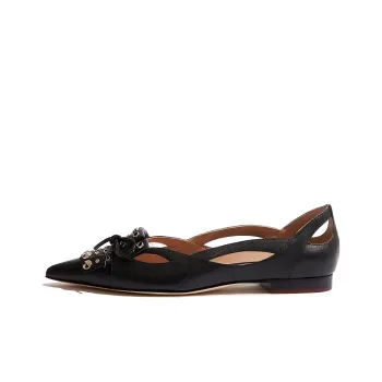 SCAROSSO Cut Out Detailed Pointed Toe Ballerina Shoes Women's