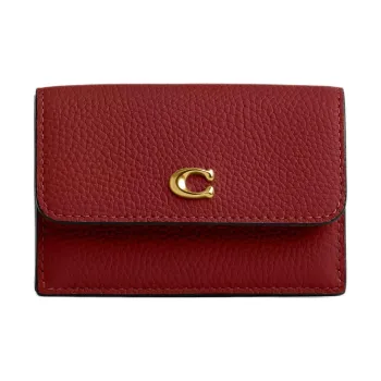 COACH Leather Coin Purse Wallet Mini Women's Red