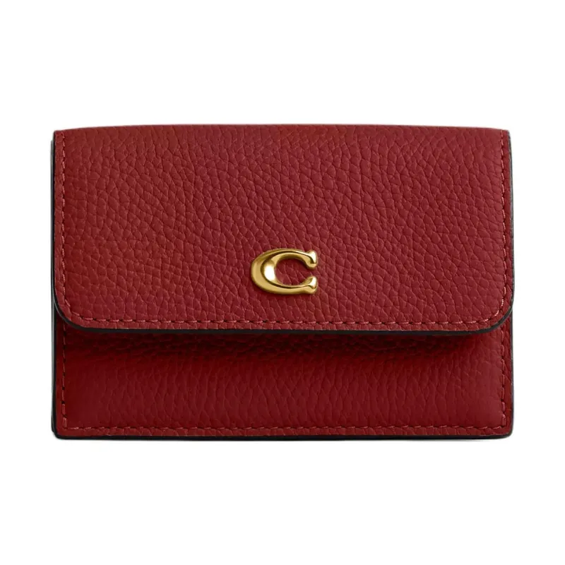 COACH Leather Coin Purse Wallet Mini Women's Red-0