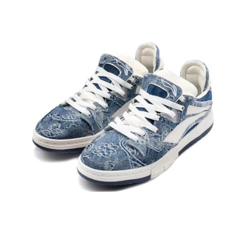 1807 x LiNing Wei Wu PRO Pro Anti Slip And Wear Resistant Lightweight Low Top Skateboard Shoes Men's Denim Blue-2