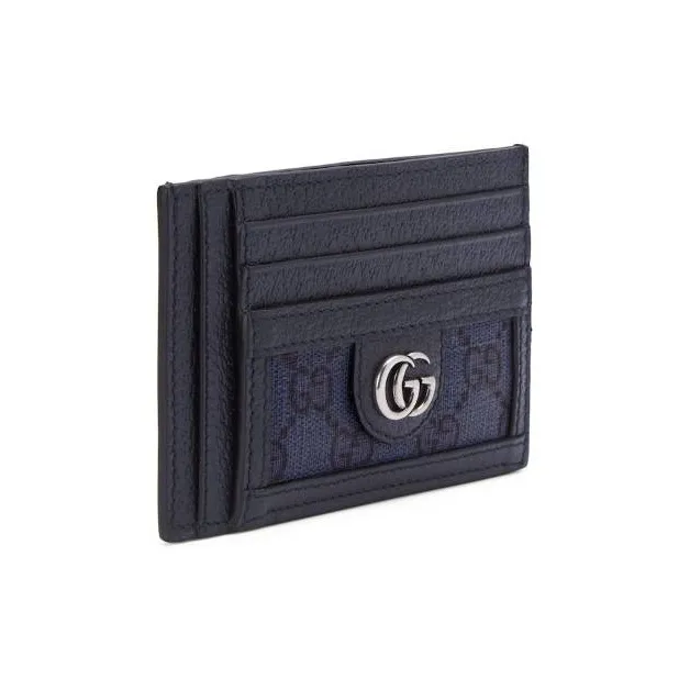GUCCI Ophidia Canvas With Leather Card Holder Men's Blue & Dark Blue-5