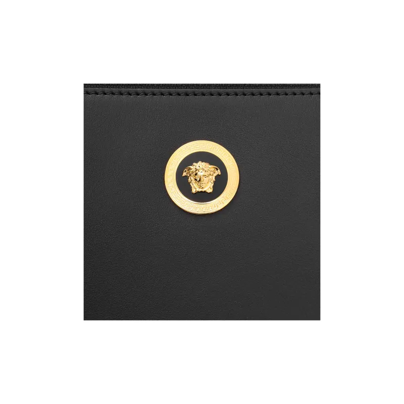 VERSACE Leather Coin Purse Commute Clutch Trumpets Men's Black-5