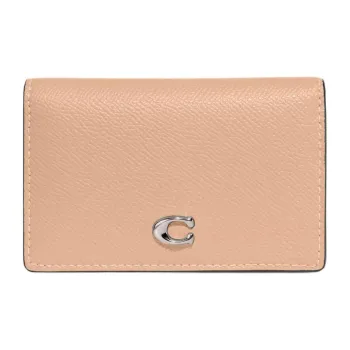 COACH Leather Coin Purses Wallets Women's Milk Tea Beige