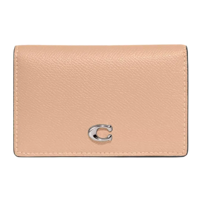COACH Leather Coin Purses Wallets Women's Milk Tea Beige-0