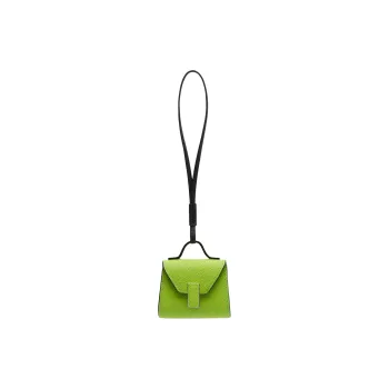 Valextra Millepunte Calfskin Earphone Case Women's Apple Green & Black