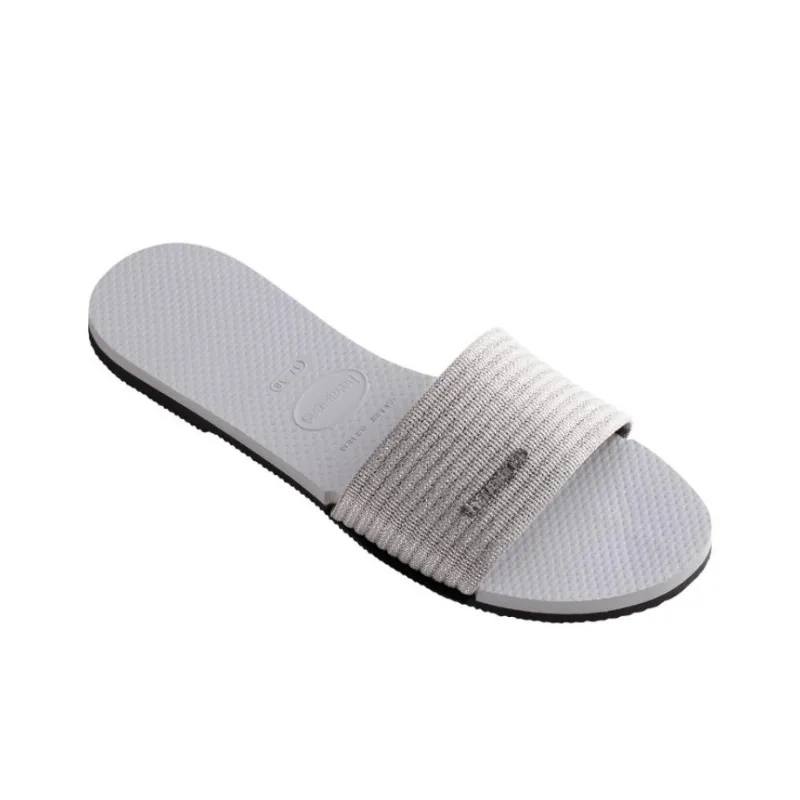 Havaianas You Malta Metallic Slide Slippers Women's Gray-1