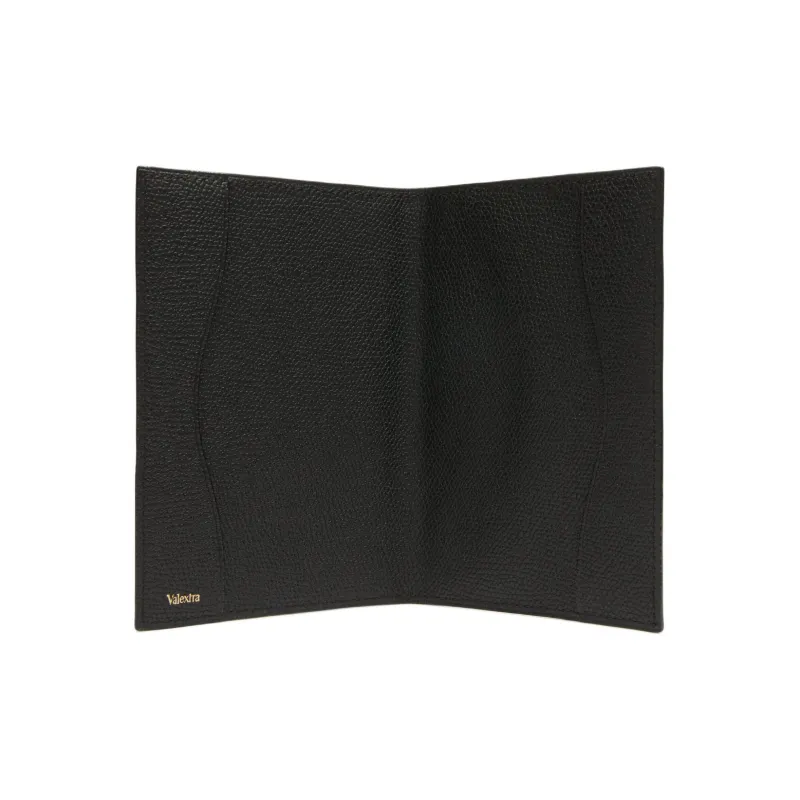 Valextra Millepunte Calfskin Passport Holder Unisex Black-1