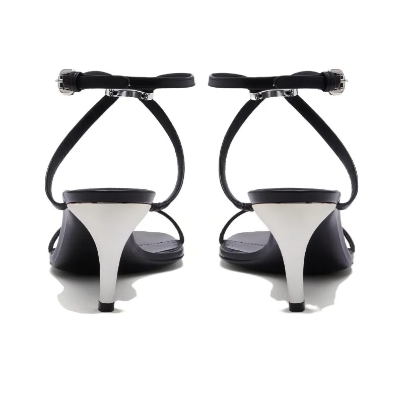 Alexander McQueen Armadillo Metallic Faux leather Sandals 'Black' Women's-4