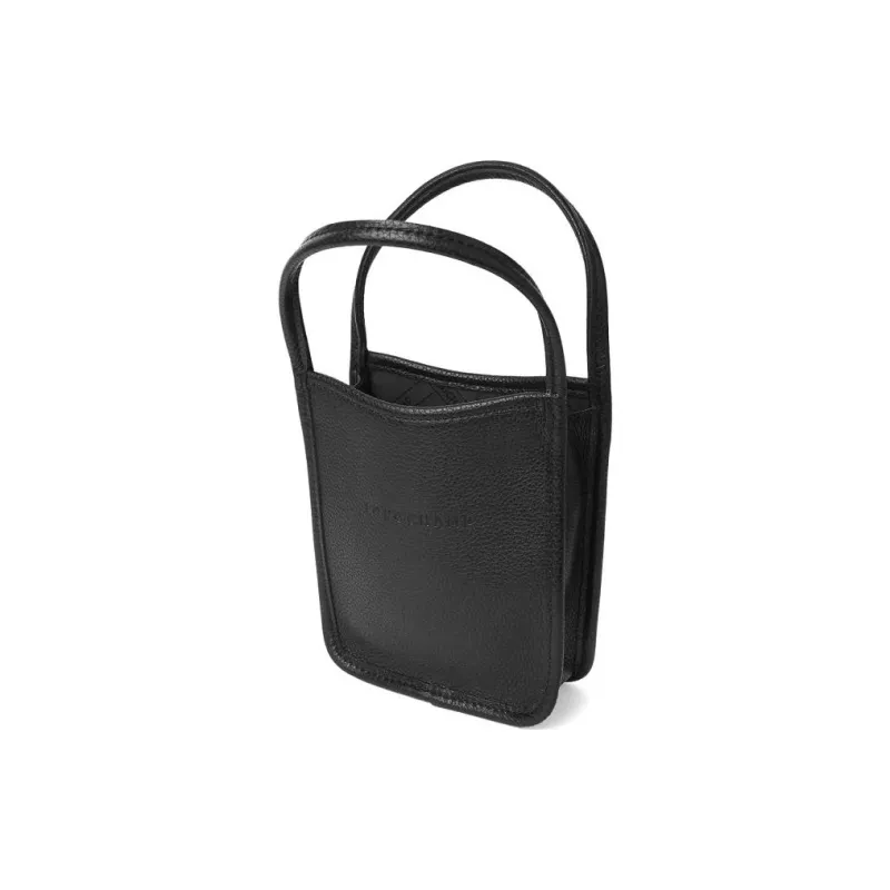 LONGCHAMP Le Foulonné Cow Leather Handbag Extra Small Women's Black-4