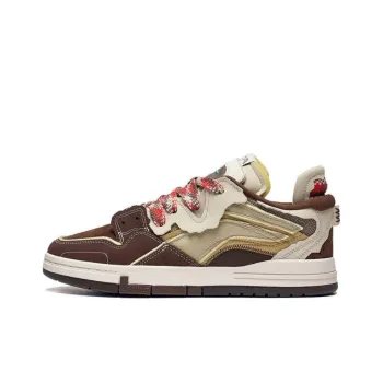 LiNing Wave PRO Cushioning Wear Resistant Low Top Skateboard Shoes Men's Brown Yellow