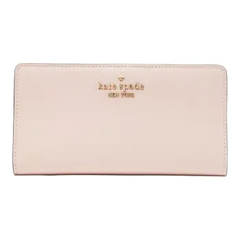 Kate Spade Cross Grain Leather Wallet Large Size Women's Conch Pink