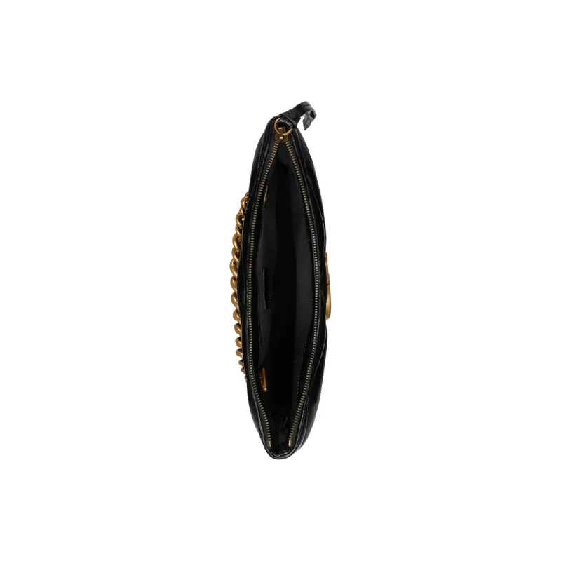 GUCCI GG Marmont Herringbone Leather Clutch Women's Black-6