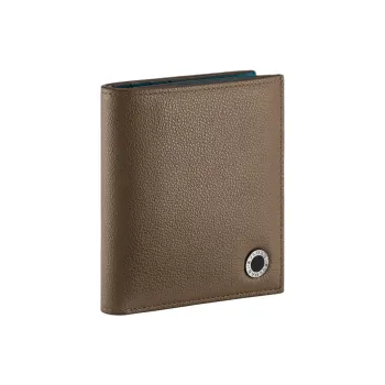 BVLGARI Calfskin Wallet Small Size Men's Brown