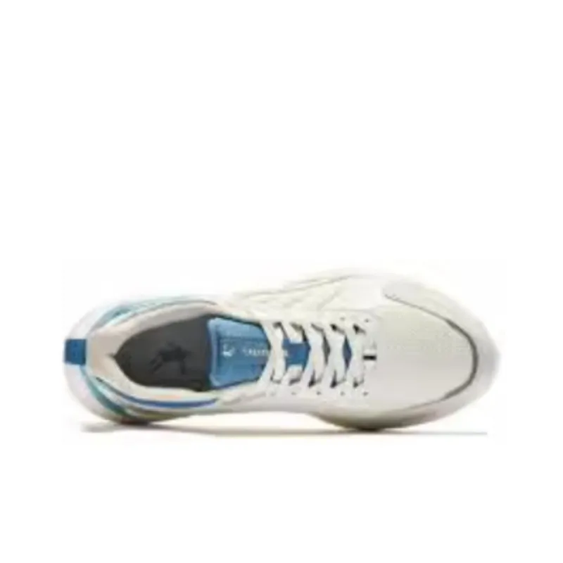 QIAODAN Anti Slip Wear Resistant Low Top Running Shoes Men's White Blue Gray-3