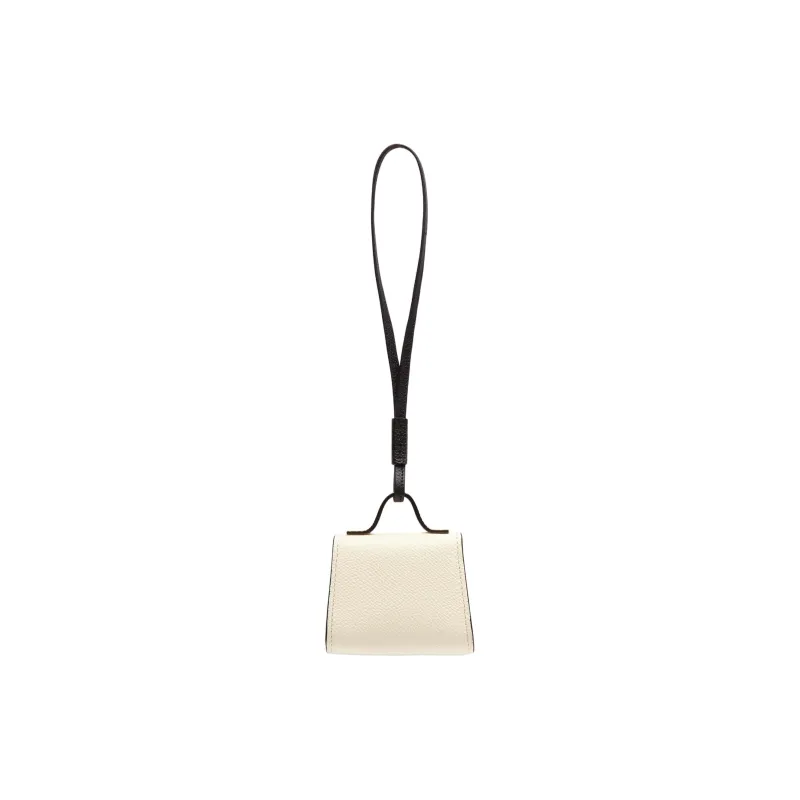 Valextra Millepunte Calfskin Earphone Case Women's White & Black-2