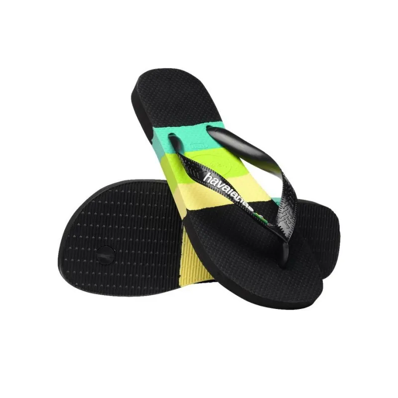 Havaianas Antibacterial Slip Resistant Flip Flops Unisex Black Yellow Blue-5