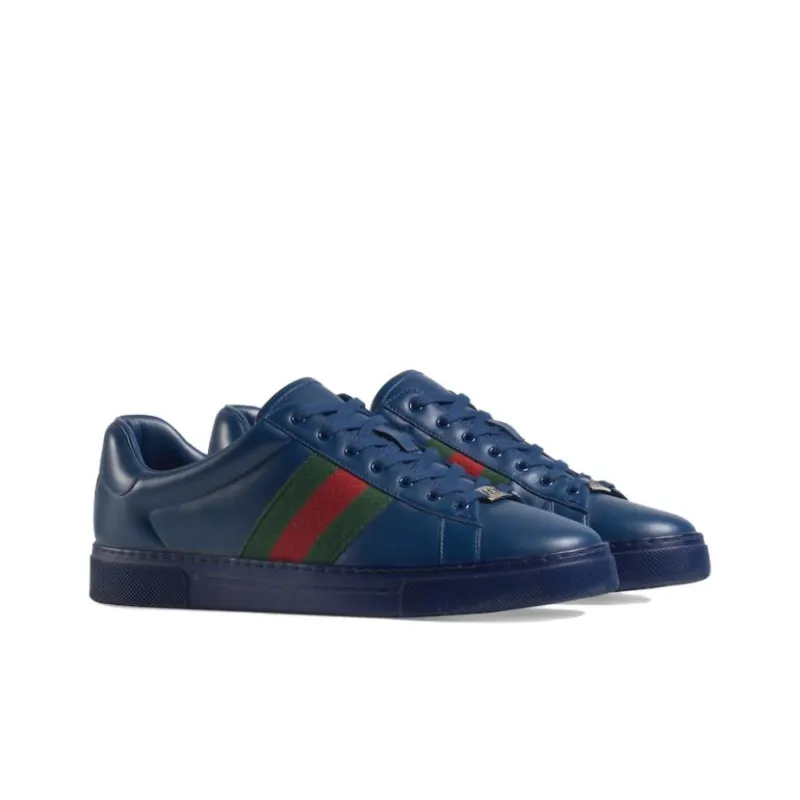 GUCCI Low Top Skateboard Shoes Men's Blue-1