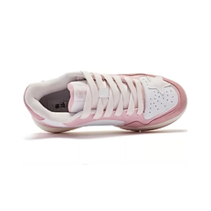 QIAODAN Anti Slip Wear Resistant Low Top Skateboard Shoes Women's White Pink-3