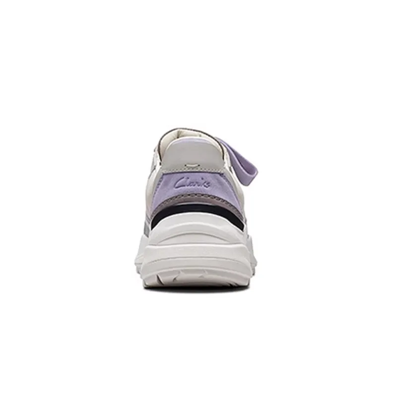 Clarks Lightweight Series Wear Resistant Slip Resistant Low Top Casual Shoes Women's White Purple-4