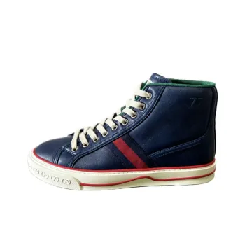 GUCCI Tennis 1977 High Top Skateboard Shoes Men's Blue White