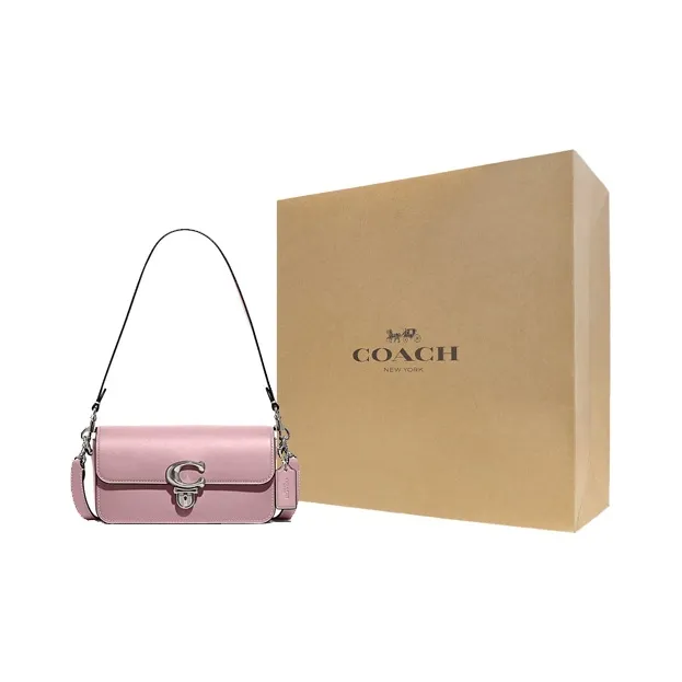 COACH Studio Cow Leather Baguette Bag Handbag, Shoulder Bag Women's Purple-5