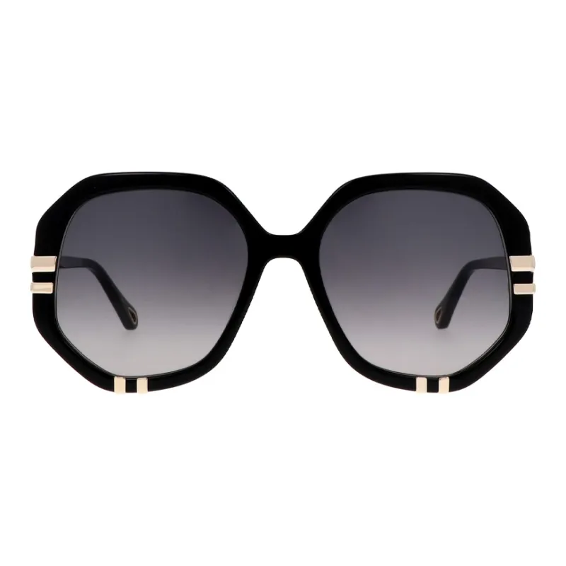 Chloe Acetate Irregular Shape Sunglasses Women's Black-1