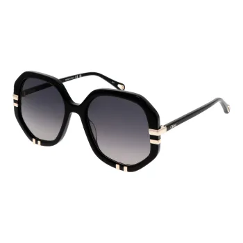 Chloe Acetate Irregular Shape Sunglasses Women's Black