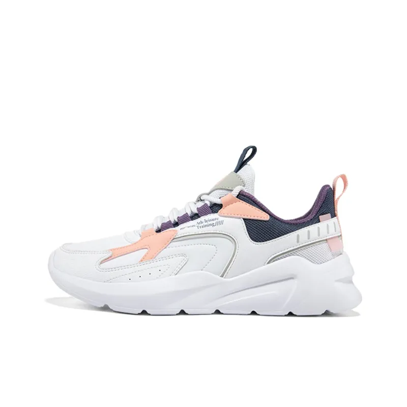 Erke Low Top Casual Shoes Women's White Blue Pink-0
