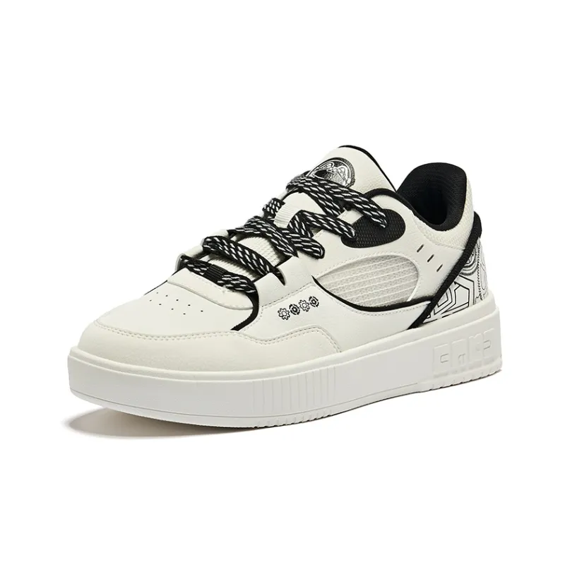 Erke Skateboard Shoes Men Low Top Microcrystal White Jet Black-2