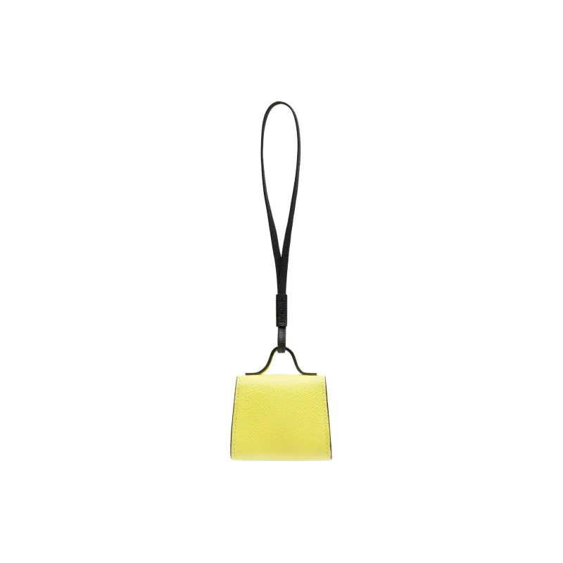 Valextra Millepunte Calfskin Earphone Case Women's Yellow Crystal With Black Accents-1