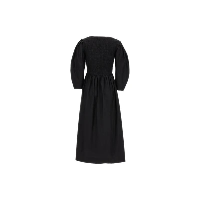 GANNI Poplin Puff Sleeved Midi Dress-1