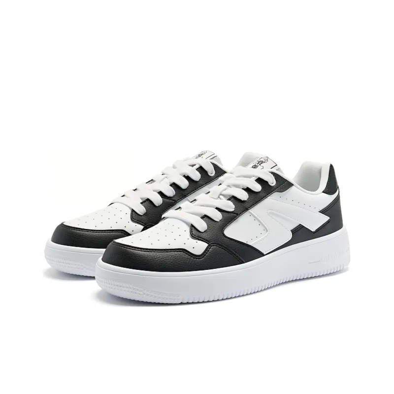 QIAODAN Cushioning Wear Resistant Low Top Skateboard Shoes Men's Black White-2
