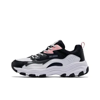QIAODAN Anti Slip Wear Resistant Low Top Chunky Sneakers Women's Black White Pink