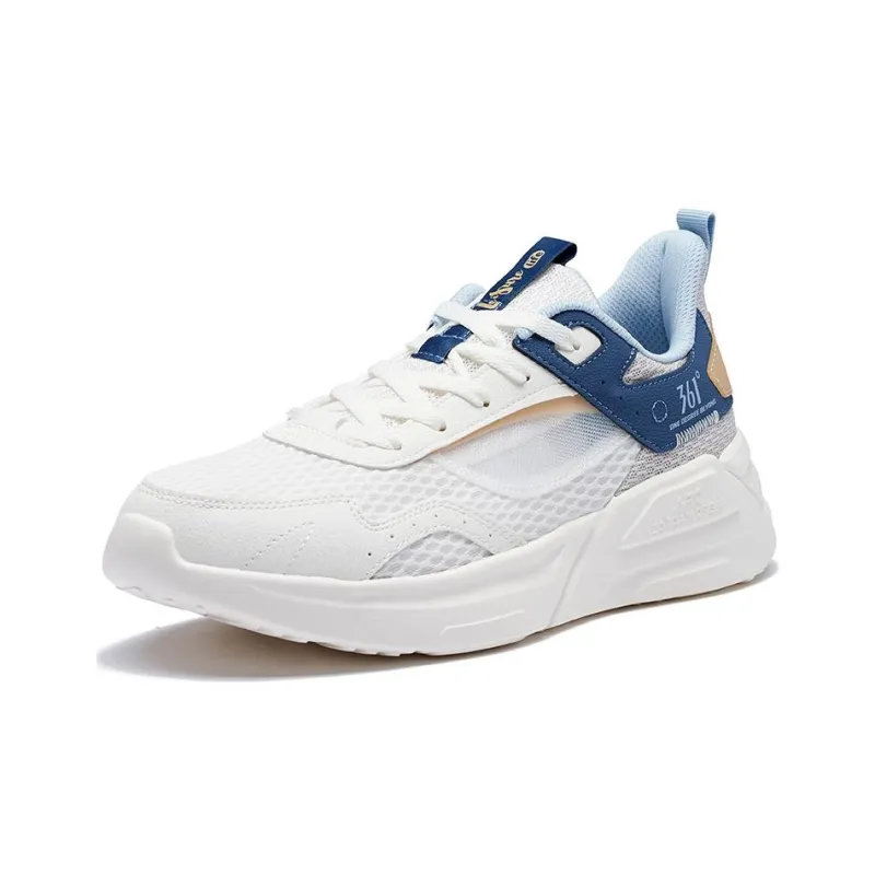 361° Abrasion Resistant Breathable Low Top Running Shoes Men's White Blue-1